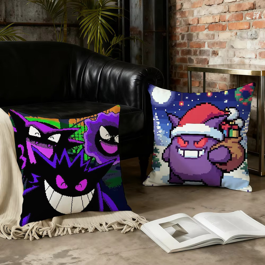 Potdemiel Gengar Kissenbezug mit Reißverschluss, doppelseitig bedruckt, Multicolour, Breite: 30 cm, Höhe: 30 cm, Tiefe: 30 cm - Bild 3