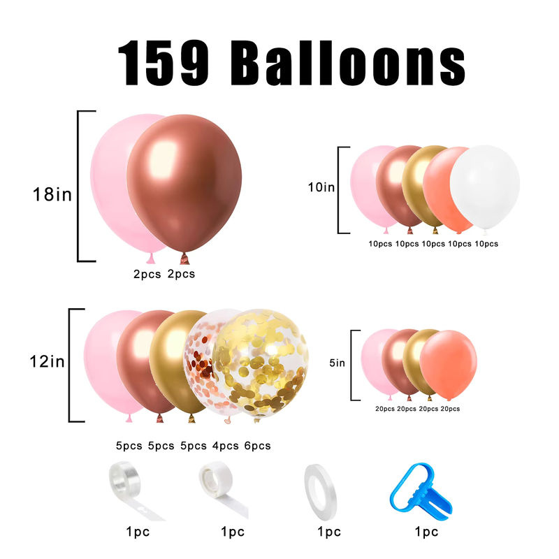 159-teiliges Latex-Ballon-Set in Gold und Mehrfarbig für deine Ballonbogen-Dekoration bei Geburtstagen oder Hochzeiten - Bild 2