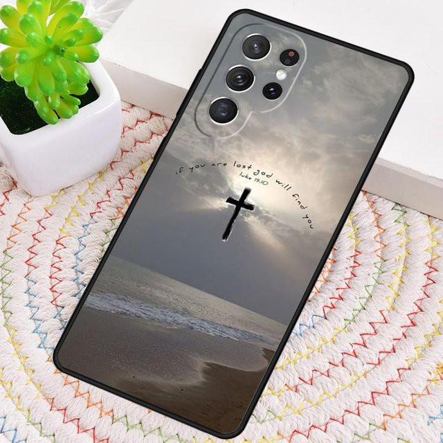 Stoßfeste Samsung Galaxy Handyhülle mit christlichem Symbol in Schwarz - Bild 1