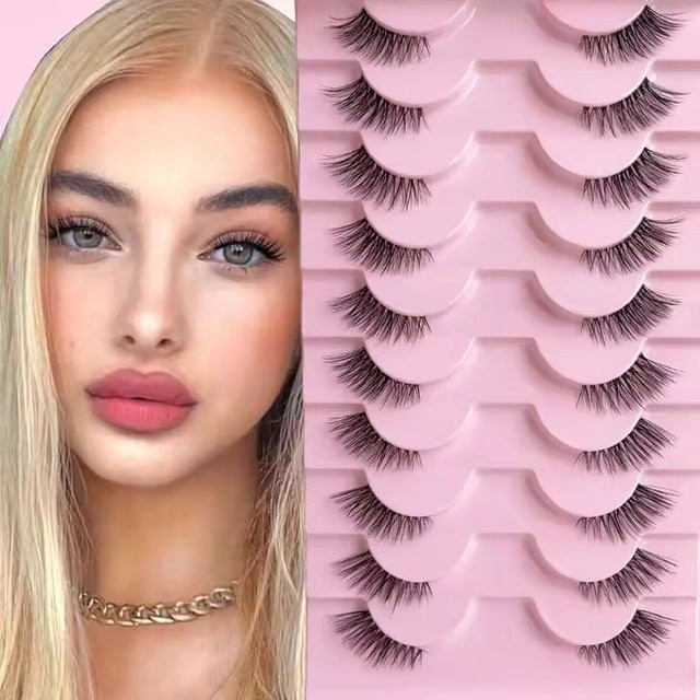 LIMEIKAI Falsche Wimpern, 10 Paar, natürlich, Unisex - Bild 1