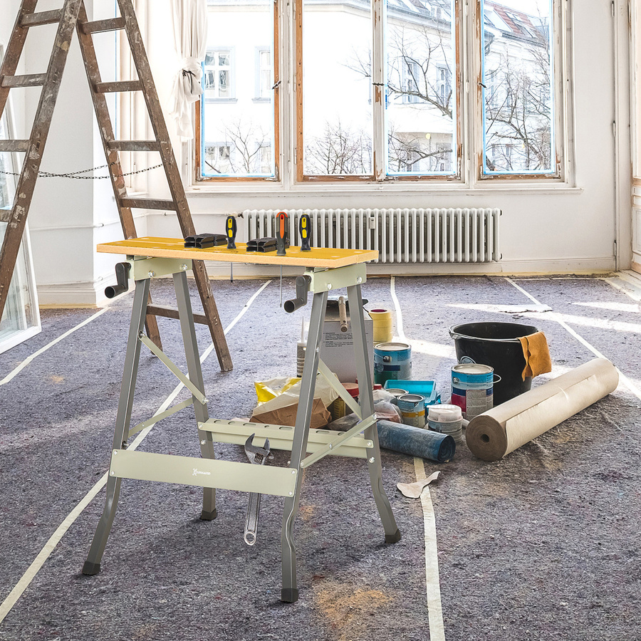 DURHAND Klappbarer Arbeits- und Spanntisch mit 4 Spannstiften und Stahlgestell, Grau, B/T/H: 62,5 x 60,5 x 78,5 cm - Bild 2
