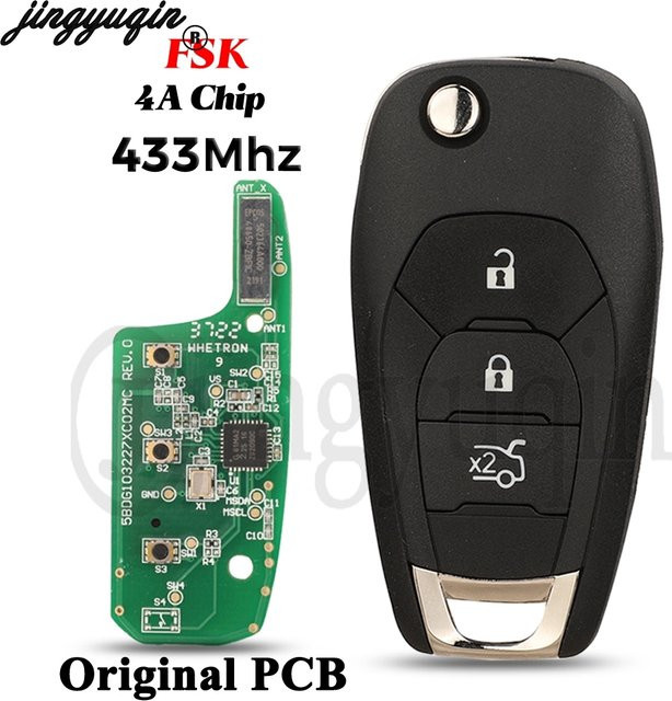Jingyuqin Auto Fernbedienung Flip Key mit 4a Chip und 433MHz FSK für Chevrolet Cruze 2019, Cavalier, Trax, Sonic und Spark - Bild 1