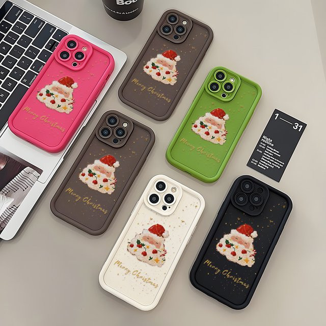Weihnachten Santa Claus Stoßfeste Handyhülle für iPhone 11 12 13 14 15 16 17 Pro Max Air Plus mini in Schwarz - Bild 1