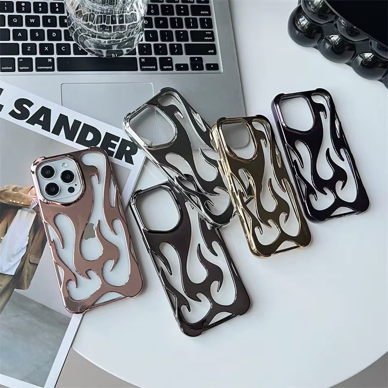 Stoßfeste Slim-Handyhülle mit 3D-Flammenmuster für Apple iPhone 11 bis 17 Pro Max, Farbe: Schwarz - Bild 5