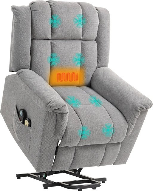 HOMCOM Elektrischer Massagesessel mit Lift-Funktion für Senioren, Dunkelgrau - Bild 1