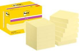 POST-IT Super Sticky Notes Haftnotizen Kanariengelb, 12 Packungen à 90 Blatt, B/H: 5,1 x 5,1 cm - Bild 1