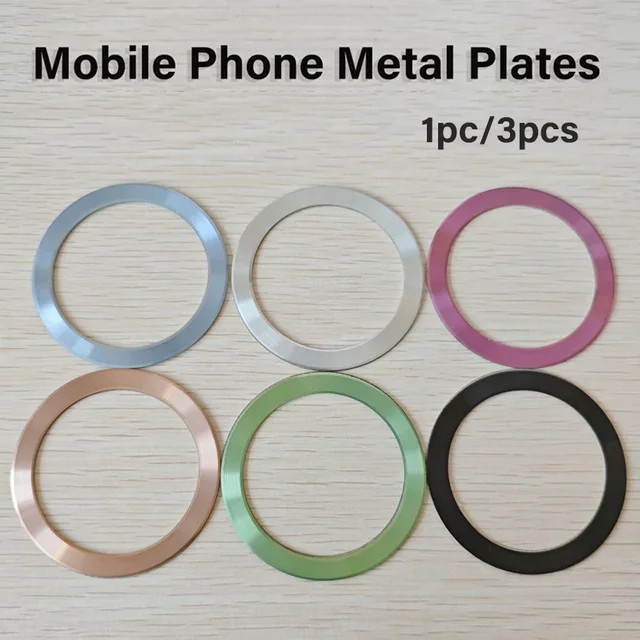 WSSHE Magnetischer Metallplattenring für MagSafe kabelloses Laden, Eisenblech-Aufkleber und Magnet-Patch für iPhone 15 13 Pro Max, Schwarz und Mehrfarbig - Bild 1