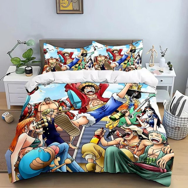 One Piece Bettwäscheset für Kinder aus Mikrofaser mit Bettbezug und Kissenbezug, B/H: 155 x 220 cm, Mehrfarbig, JMG Household Supplies - Bild 1