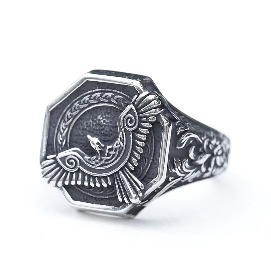Wikinger-Amulett-Ring Edelstahl, Silber, Unisex - Bild 3