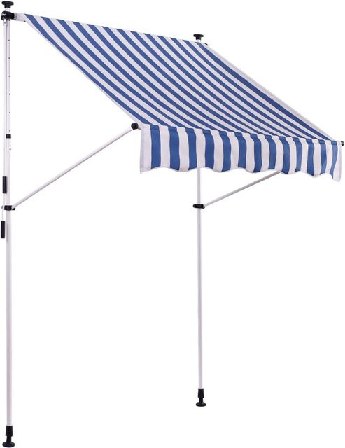 TPFGarden Klemmmarkise Wendy mit Kurbel, weiß/blau, B/H: 200 x 120 cm - Bild 1