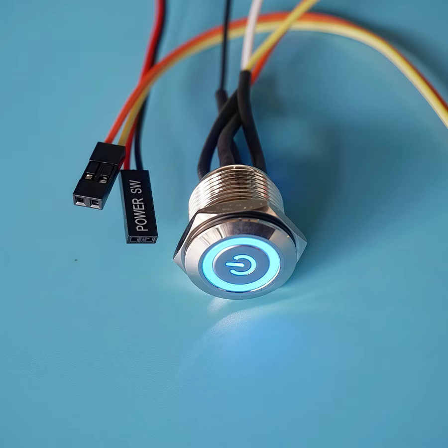 LANBOO PC-Netzschalter Metalltaste mit LED und 50cm DuPont-Kabel in Rot - Bild 3