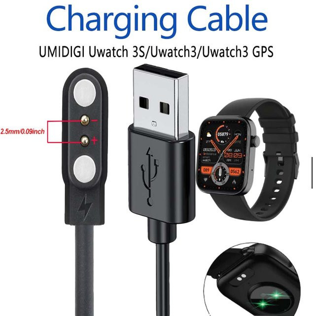 UMIDIGI Smartwatch-Ladegerät, USB, Magnetisches Ladekabel, Schwarz - Bild 1