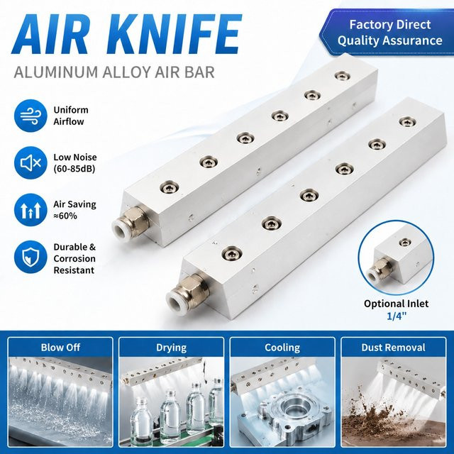 AIRSLG Pneumatisches Industrieluftmesser aus Aluminiumlegierung in Silber, Reinigungsgebläse und Trocknungsdüse für Druckluft, 30-700mm - Bild 1