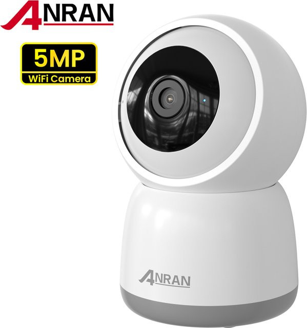 ANRAN 5MP Babyphone WiFi Sicherheitskamera mit Humanoidenerkennung, automatischer Verfolgung und Farbnachtsicht, Weiß - Bild 1