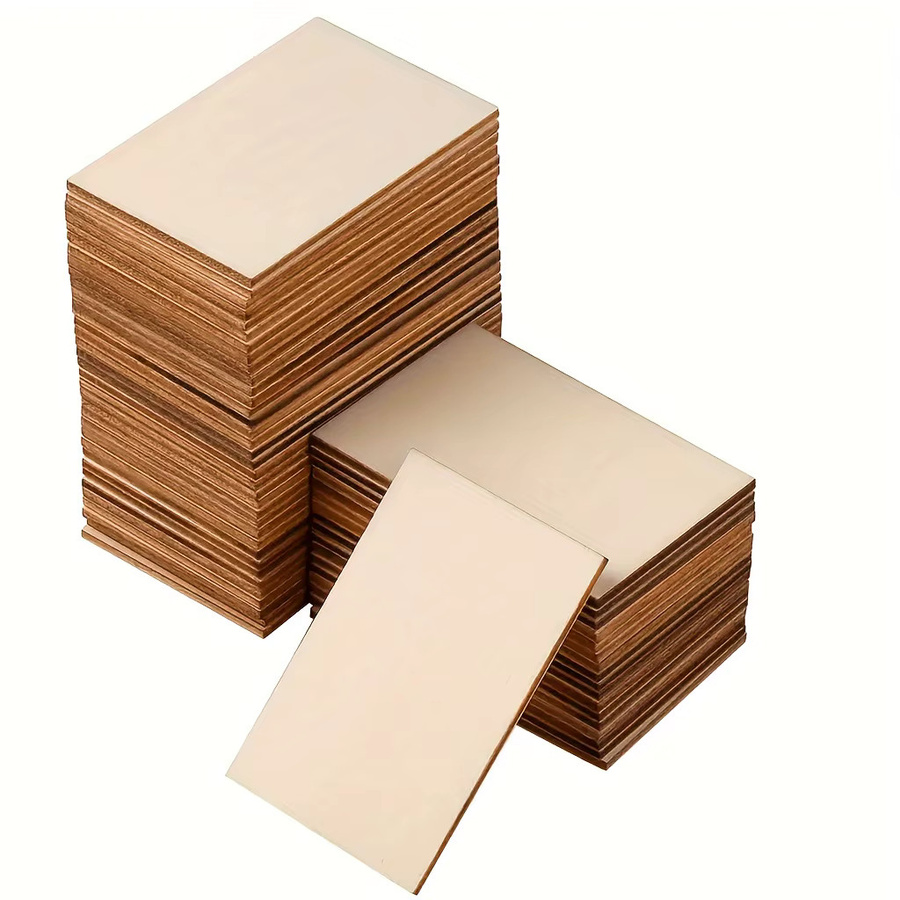 Rechteckige Holzspäne für DIY-Kunsthandwerksprojekte, blanko, beige, B/H: 5 x 7,6 cm - Bild 2