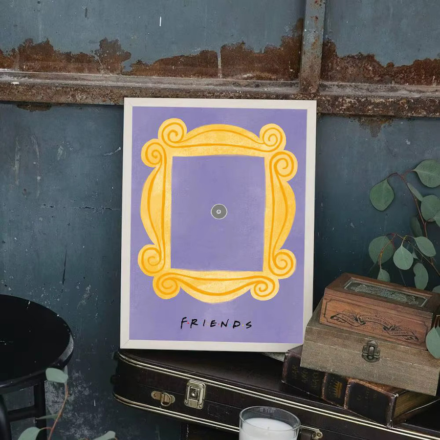 Wandkunst Aufkleber Freunde Guckloch Rahmen Poster in Lila, moderner abstrakter Papierdruck für Wohnzimmer und Bar - Bild 3