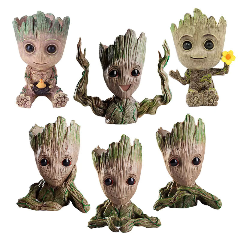 MINISO Gartenornament Groot Baum Mann Figur aus Kunstharz in Braun als Pflanztopf und Dekoration - Bild 6