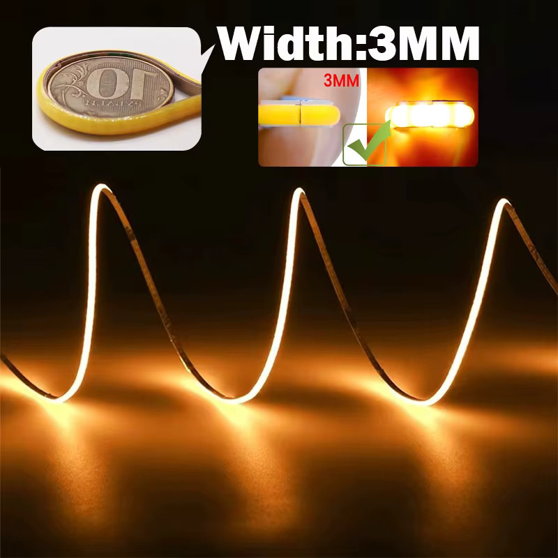 Acosh Neon COB LED-Streifen Warmweiß, 5V USB Dimmbares Flexibles LED-Band mit Dimmer, 3mm Dünn für Schrank- und Heim-DIY-Beleuchtung - Bild 3