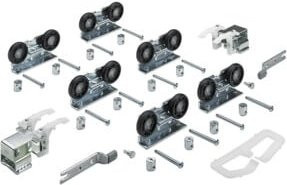 Hettich Schiebetürbeschlag Top Line 1 Komplett-Set für 3-türige Schränke, Farbe: Silber, Tragkraft: 75 kg, DIN L/R - Bild 1