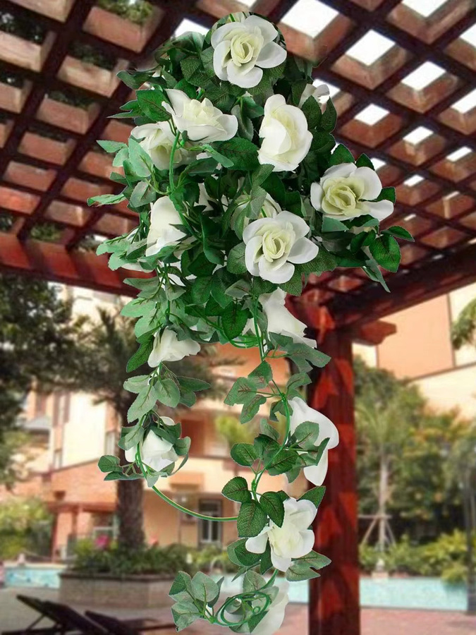 HUALIANQI Künstliche Rosen als Hochzeitsbehang in Rot und Weiß für die Gartendekoration und Fotografie-Requisiten - Bild 4