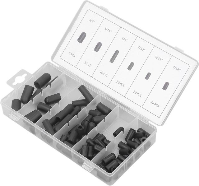 80 Stück Vakuum-Hutstopfen Sortimentskit aus Gummi, hochtemperaturbeständig und auslaufsicher, Schwarz, 5/32 Zoll bis 3/8 Zoll - Bild 1
