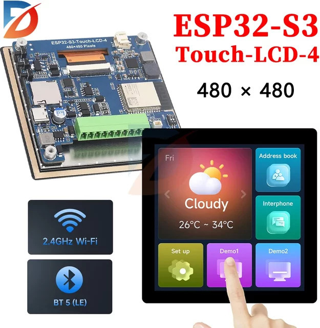 diymore ESP32 S3 4-Zoll LCD Entwicklungsboard mit kapazitivem Touch-Display 480x480, WLAN und Bluetooth - Bild 1