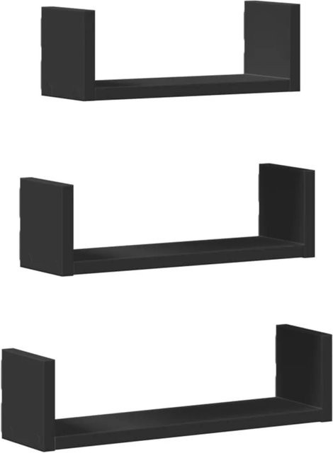 vidaXL Wandregal Set aus 3 Stück in Schwarz aus Holzwerkstoff matt - Bild 1