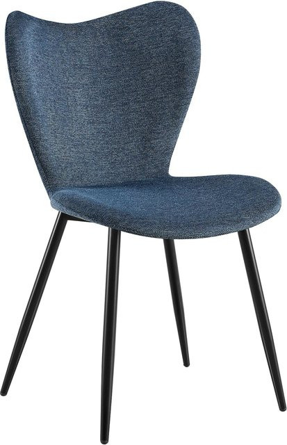 CLP Esszimmerstuhl Maika Polsterstuhl im Retro-Design mit Samt- oder Stoffbezug und Metallgestell in Blau, belastbar bis 150 kg - Bild 1