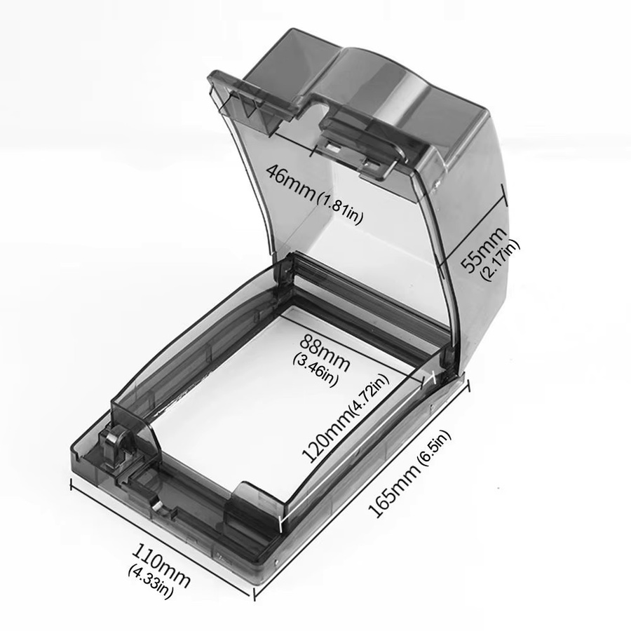 Spritzwassergeschützte Steckdosenschutzhülle für 86-Typ-Schalter und Steckdosen, transparent, selbstklebend, B/T/H: 16,5 x 12,0 x 11,0 cm - Bild 5