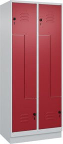 C+P Z-Spind Classic PLUS mit 4 Fächern, Sockel, Sicherheits-Drehriegel, Grau/Rot, H x B x T: 195 x 80 x 50 cm - Bild 1