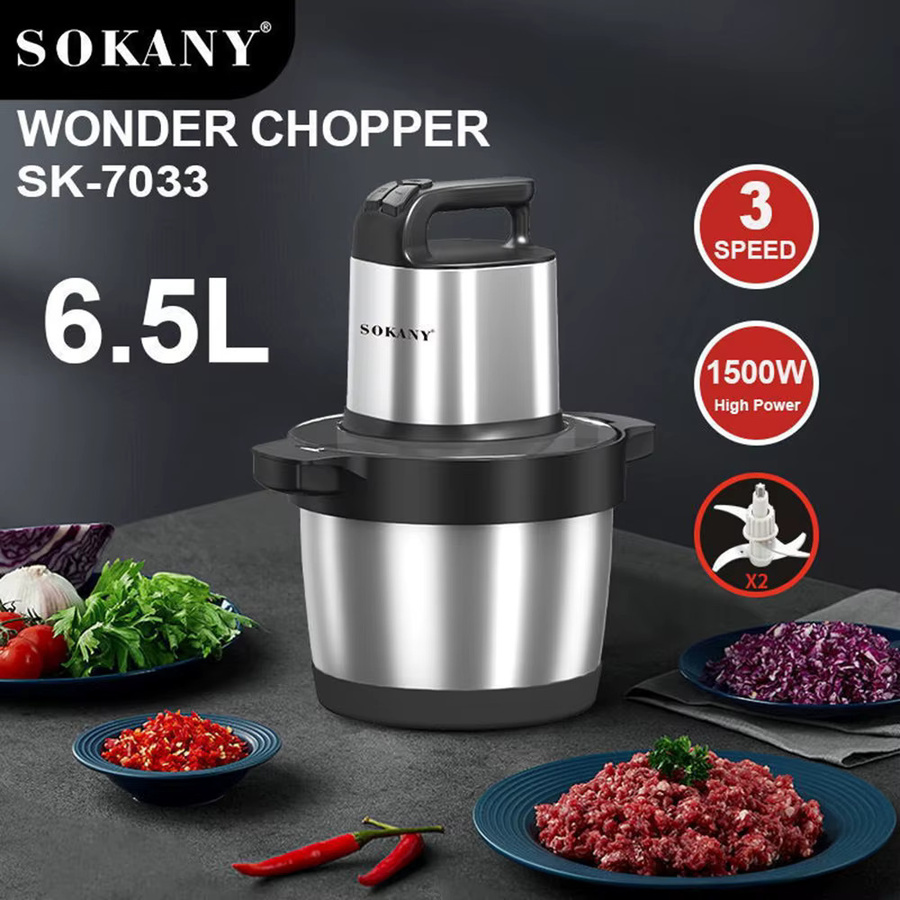 Houselin Elektrische Fleischmühle und Gemüsemixer mit 1500W, 6,5L Volumen und Wurstfüller, Schwarz - Bild 2