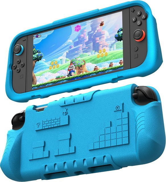 Stoßfeste EVA Schutzhülle für Nintendo Switch 2 in Blau mit Spielkartenschlitz und ergonomischer Oberfläche - Bild 1
