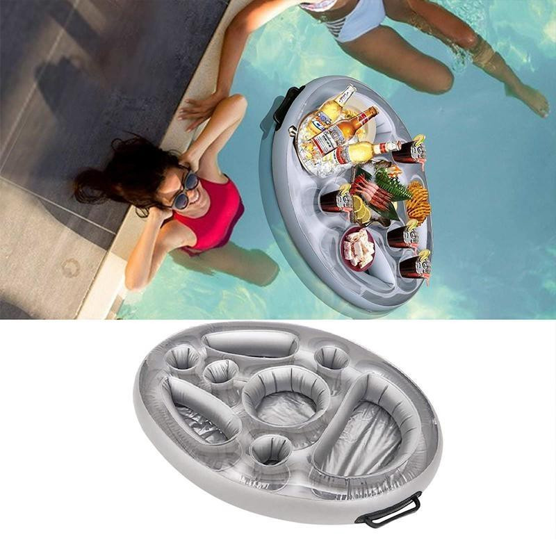 Yuyongzhi Aufblasbare Pool Bar aus PVC mit 8 Löchern als 2 in 1 Getränke und Snack Halter, transparent - Bild 8