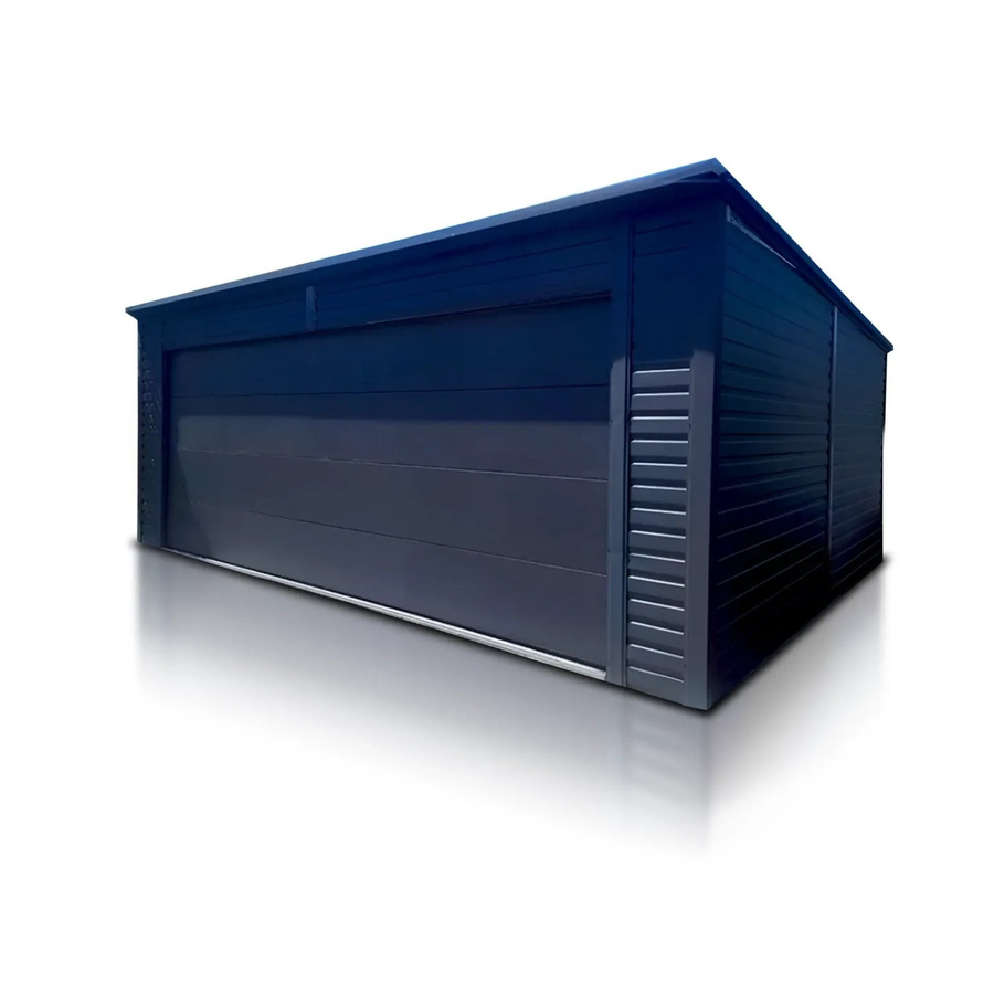Liderstal Einzelgarage Basic aus Blech mit Pultdach und Sektionaltor in Graphit, B/T: 600 x 600 cm - Bild 2