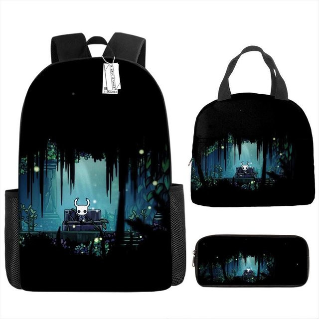Fancy Style Studio Hollow Knight 3D Set aus Rucksack, Lunchtasche und Federmäppchen in Schwarz - Bild 1