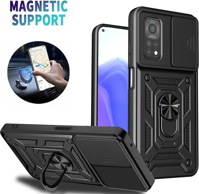 Xiaomi Stoßfeste Schutzhülle mit Magnetischem Ring für Mi 13T, 12T, 11T, 10T Pro und Mi 12T in Schwarz - Bild 1