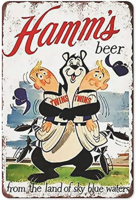 PaBoe Hamms Beer Bear Twins Retro Blechschild Wanddekoration, Mehrfarbig, Rechteckig - Bild 1