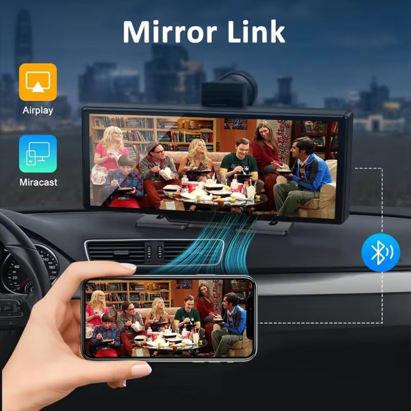 Srnubi 4K Dash Cam mit 10,26 Zoll Display, Wireless CarPlay und Android Auto, GPS Navigation, Nachtsicht, Bluetooth, AUX, Schwarz - Bild 5
