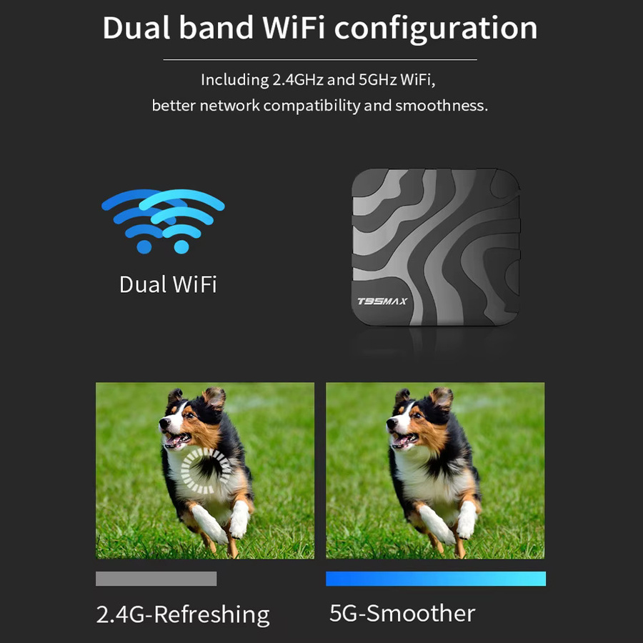 T95 Max Smart TV Box Android 16 Media Streamer mit 8 GB RAM und 128 GB Speicher, 8K Ultra 4K Streaming, Bluetooth 6.0 und Dual Wifi 5G/Wifi6 - Bild 2