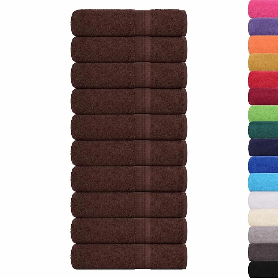 vidaXL Duschtücher 10er Set aus 100% Baumwolle in Braun, 70 x 140 cm, 360 g/m² - Bild 2