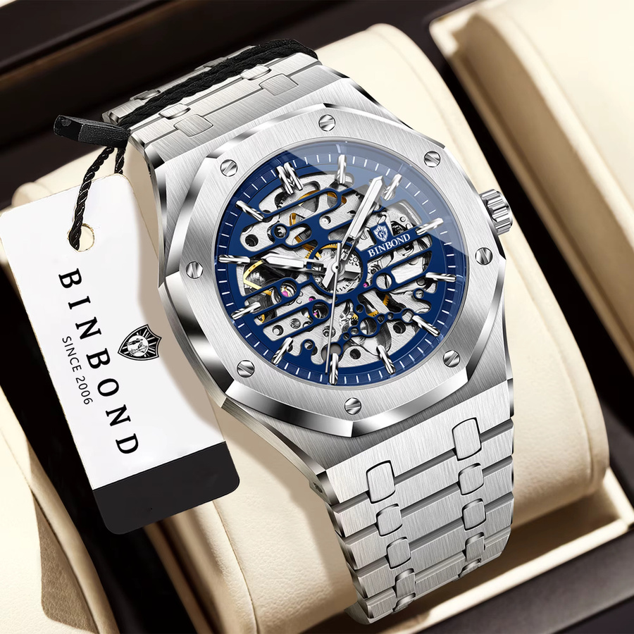BINBOND Armbanduhr Automatik, Edelstahl, Blau, Herren - Bild 2