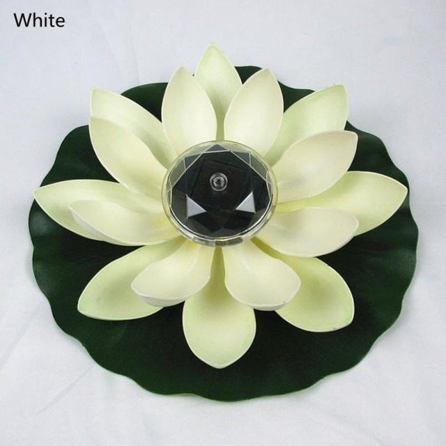 YJSTY Solar Lotus Lampe Schwimmend Weiß mit Warmweißem Licht für Garten, Teich und Pool - Bild 1