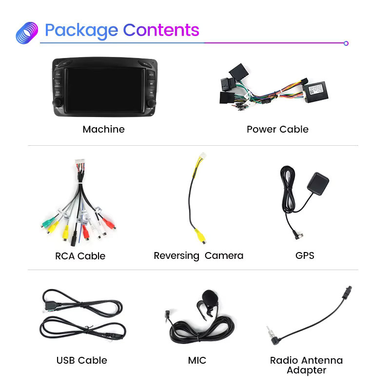 MEKEDE Android 15 Autoradio für Mercedes Benz C-Klasse CLK W209 W203 W463 W208 C200 C320 C350, 7 Zoll, 2 GB RAM + 64 GB Speicher, Schwarz - Bild 4