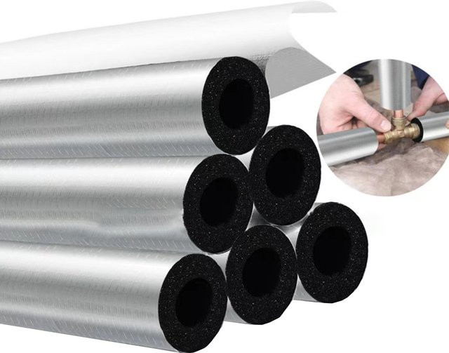 Vibratite Rohr-Isolierung Schaum mit Aluminiumfolie, 6 Stück, Schwarz, wetterfest für Outdoor-Anwendungen - Bild 1