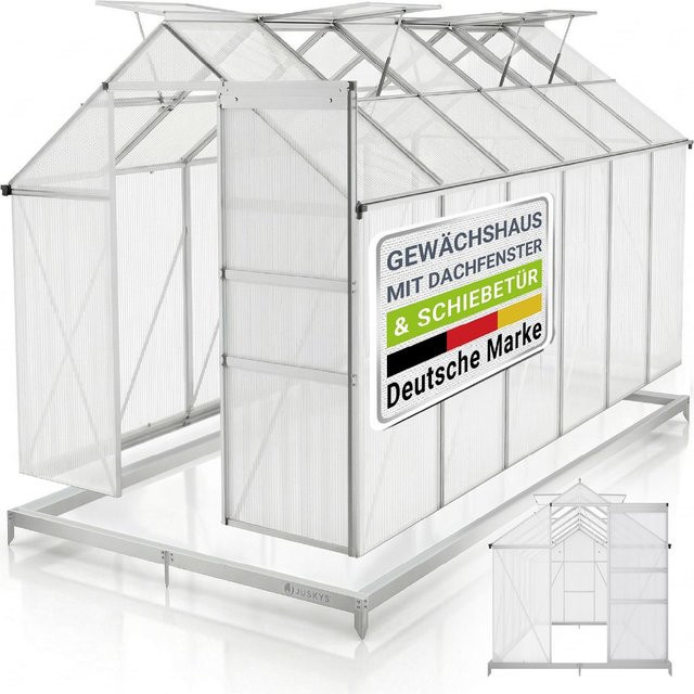 JUSKYS Aluminium Gewächshaus mit 7,2 m² Fläche, 4 Dachfenstern und Fundament für deinen Garten - Bild 1