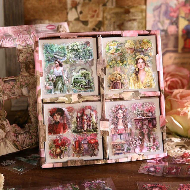 100 Blatt Blumengarten-Mädchen Aufkleber in Multicolour für Tagebuch, Scrapbook und DIY Basteln - Bild 1