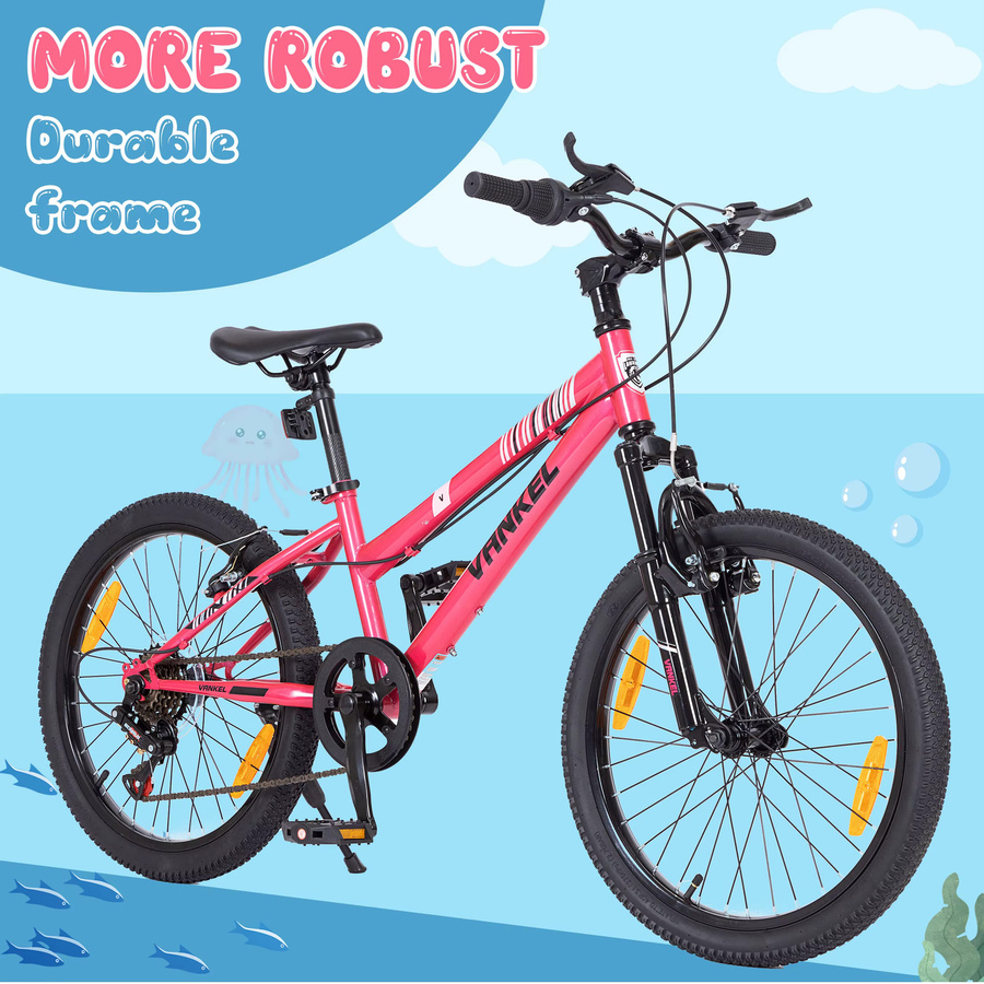 Vankel Kinder-Mountainbike für Mädchen, 20-Zoll, 6 Gänge, mit Schaltwerk und V-Bremsen - Bild 5