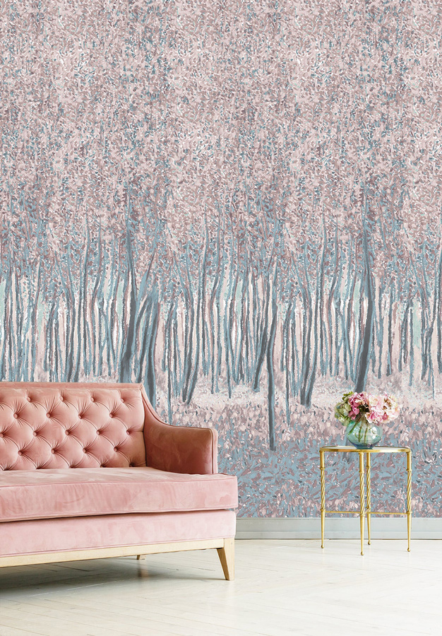 Isidore Leroy Panorama Tapete Sylve Decor in Grau mit floralem Design - Bild 1