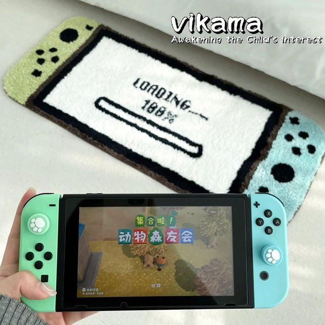 VIKAMA Palm Pilot Teppich in Rot, Blau und Weiß, rutschfeste Faux Kaschmir Matte mit floralem Design für dein Wohnzimmer - Bild 1