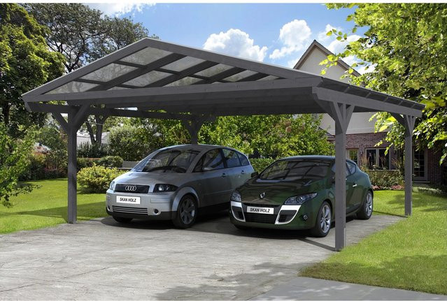 Skan Holz Carport Wendland Schiefergrau B/T: 570 x 648 cm, Höhe: 308 cm - Bild 1